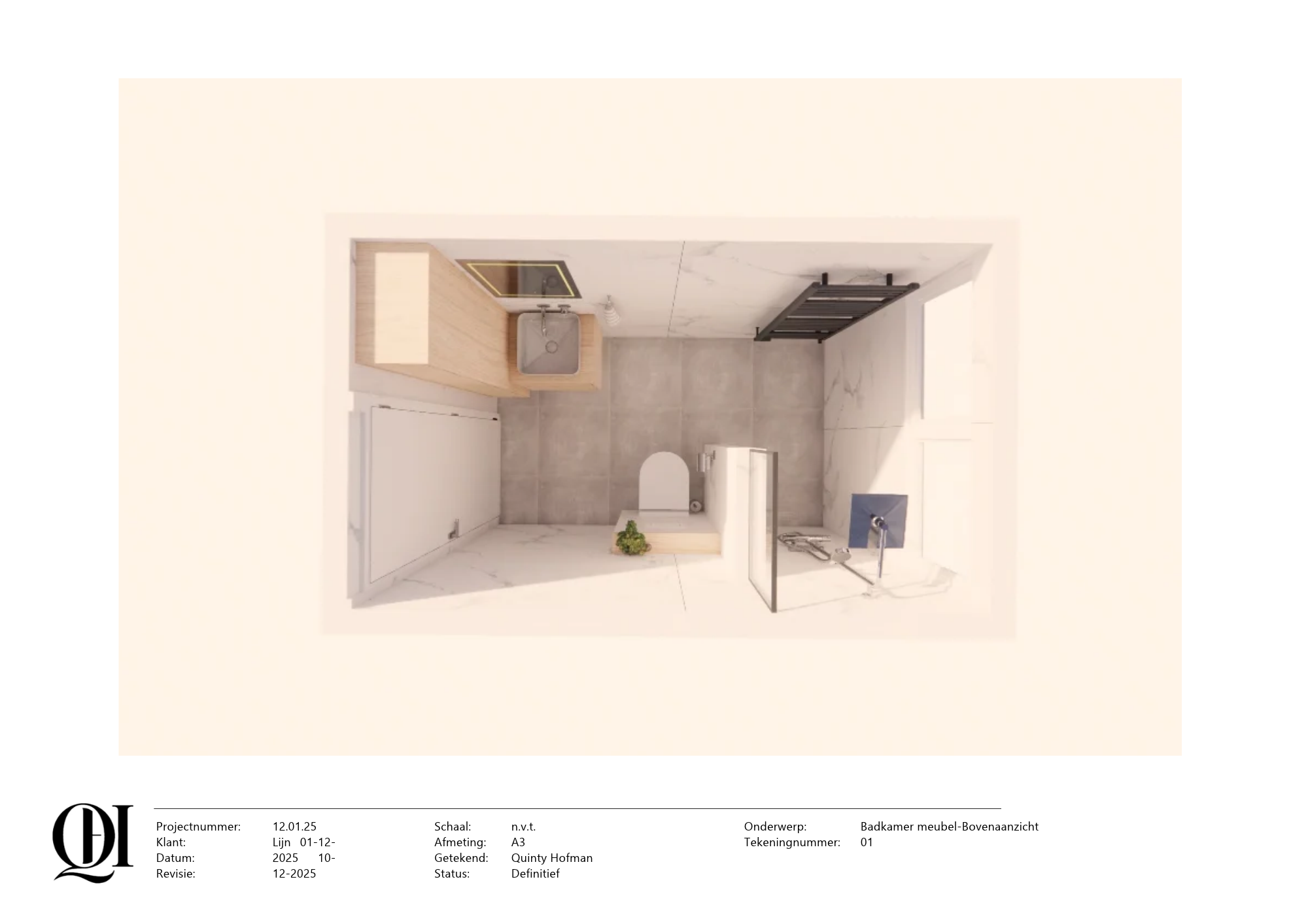 bovenaanzicht badkamer ontwerp fam lijn